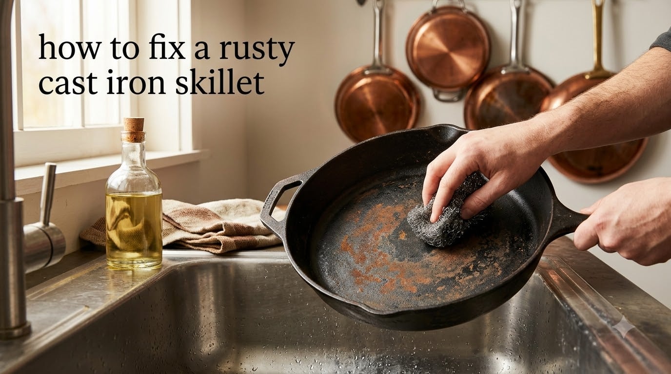 how to fix a rusty cast iron skillet