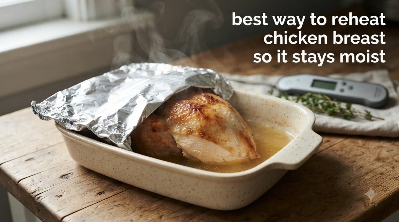 best way to reheat chicken breast so it stays moist