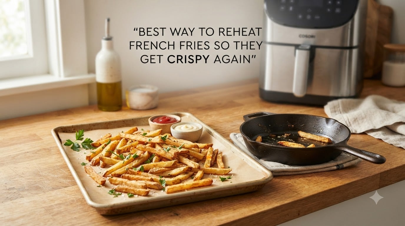 best way to reheat french fries so they get crispy again