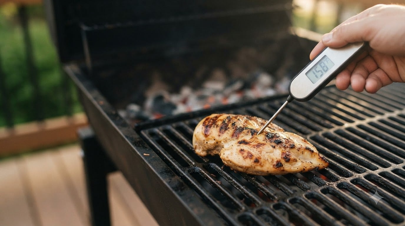 why does my grilled chicken burn outside but stay raw inside