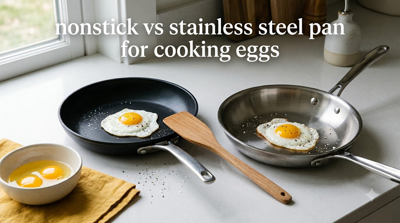 nonstick vs stainless steel pan for cooking eggs