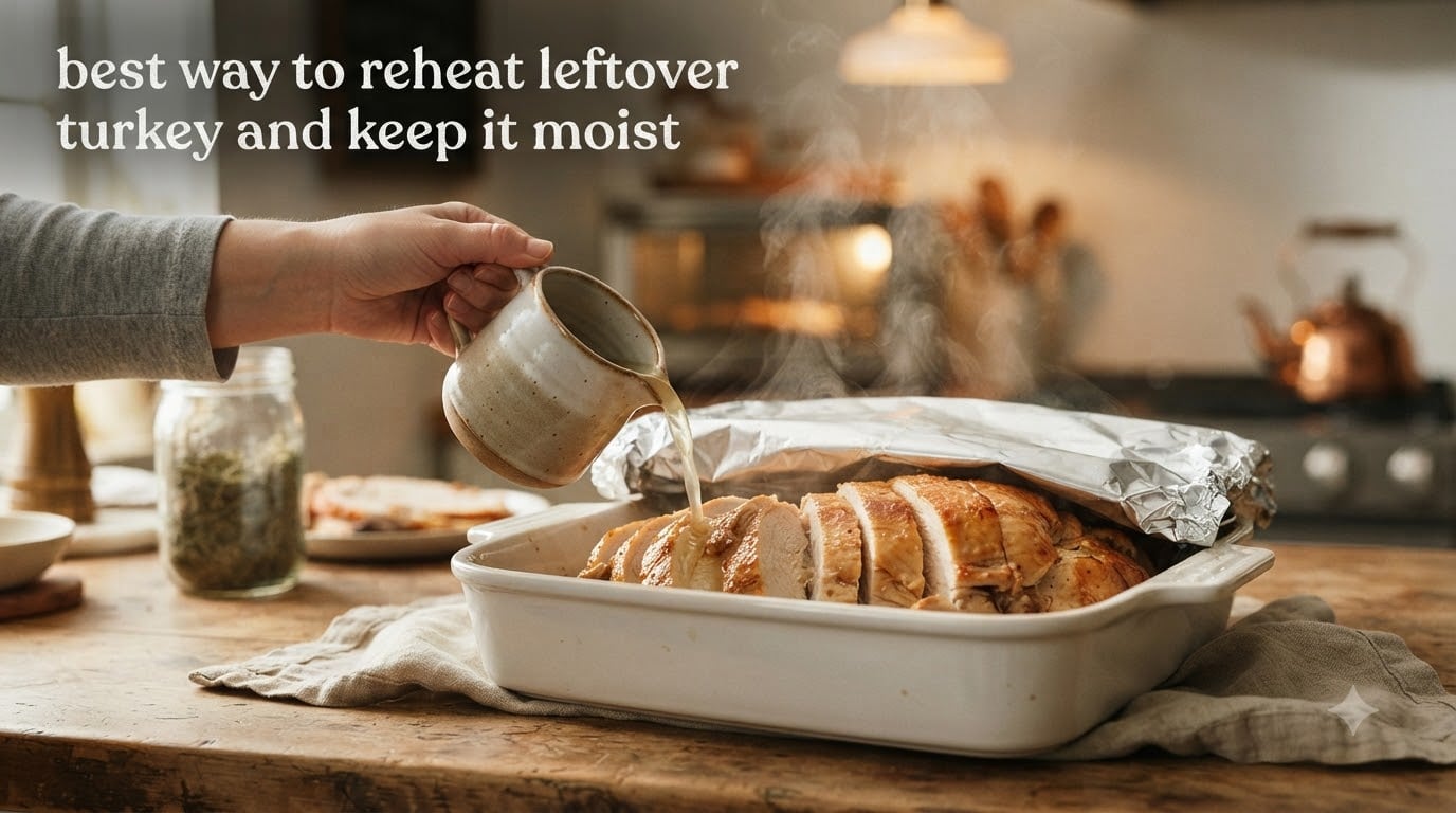best way to reheat leftover turkey and keep it moist