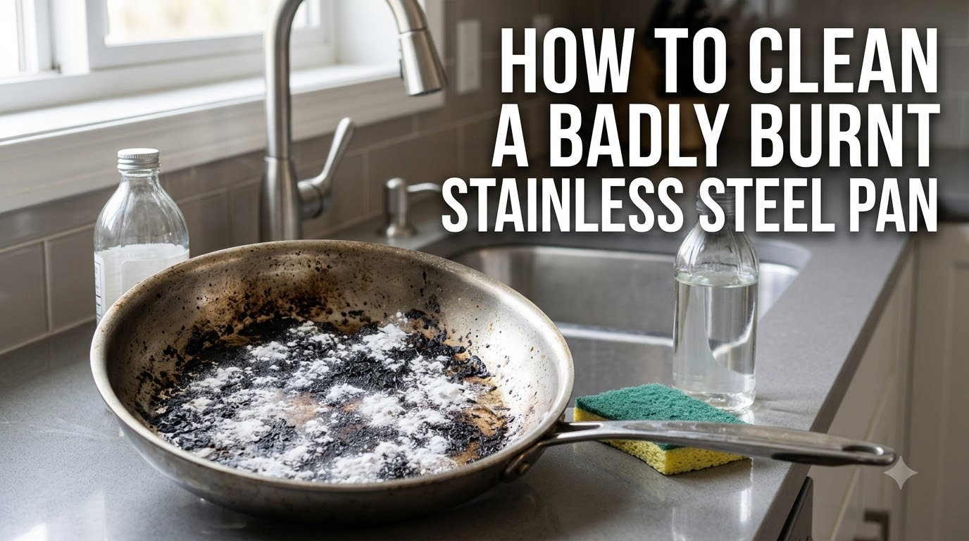 how to clean a badly burnt stainless steel pan